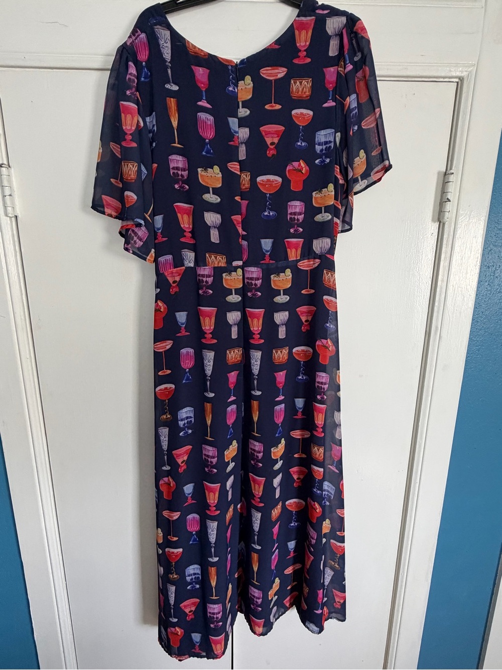 Nuudly Navy Dress with Colorful Cocktail Print - Picture 4 of 4
